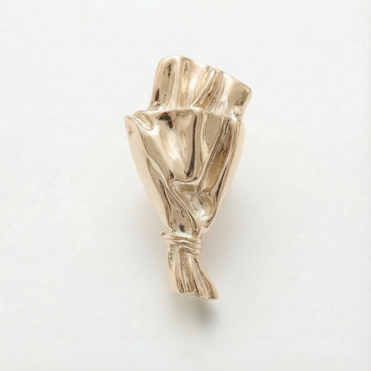Brooch Polished Metal Vase For Real Stems