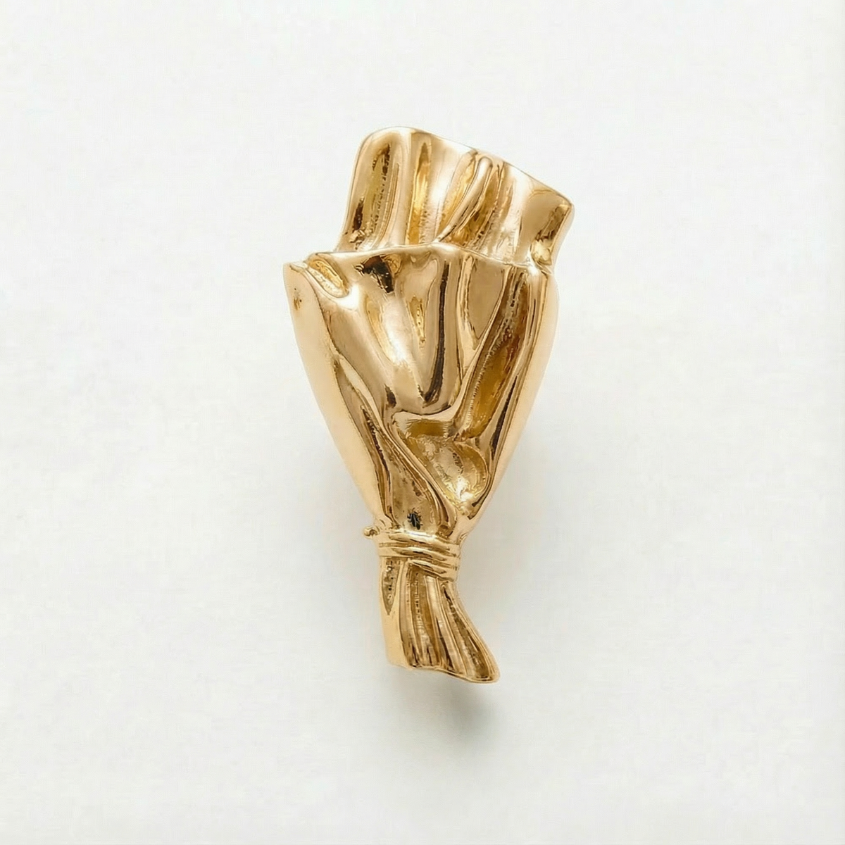 Brooch Polished Metal Vase For Real Stems