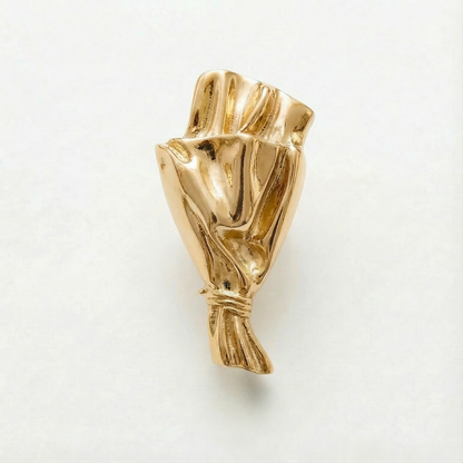Brooch Polished Metal Vase For Real Stems