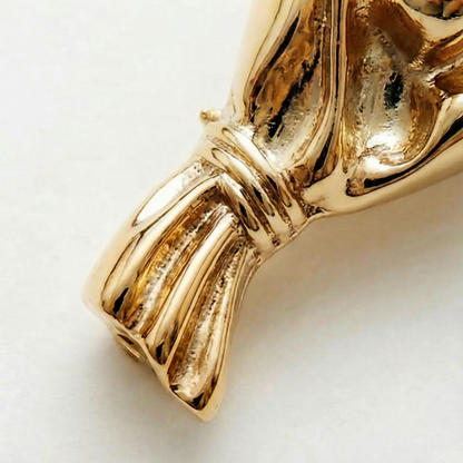 Brooch Polished Metal Vase For Real Stems