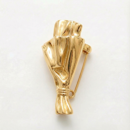 Brooch Polished Metal Vase For Real Stems