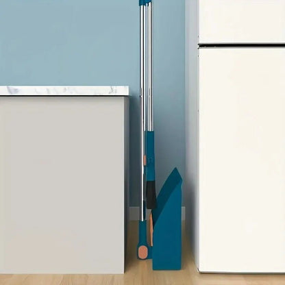 Broom & Dustpan Set Self-Cleaning Bristles & Height-Adjustable Handle