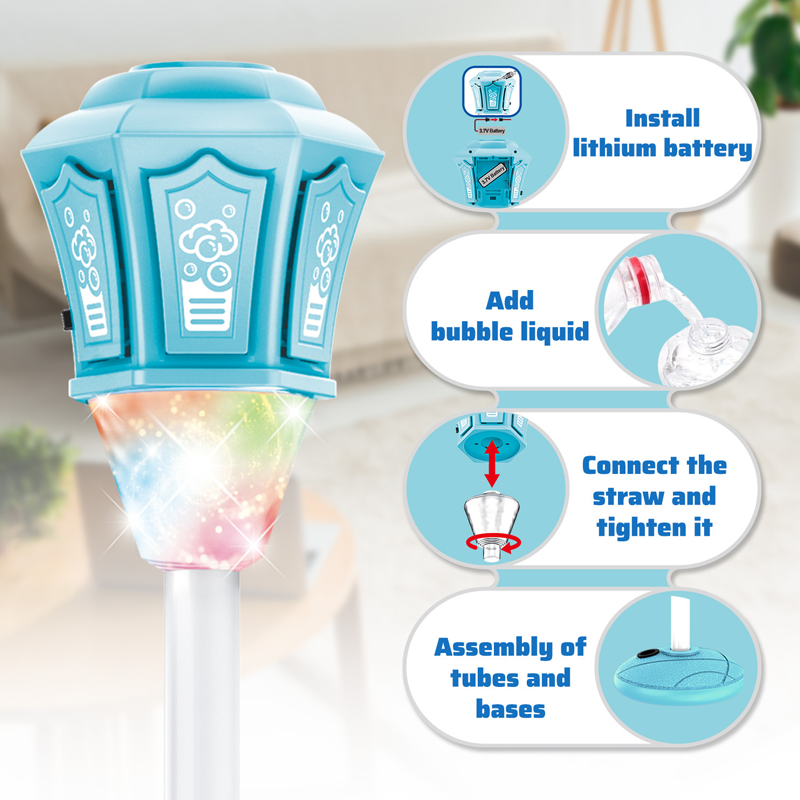 Bubble Machine Lamppost LED Remote Control Battery Powered