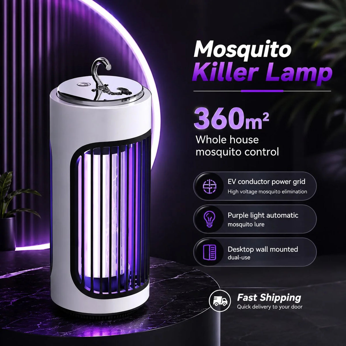Bug Zapper Lamp 360 Degree UV Rechargeable & Plug-In
