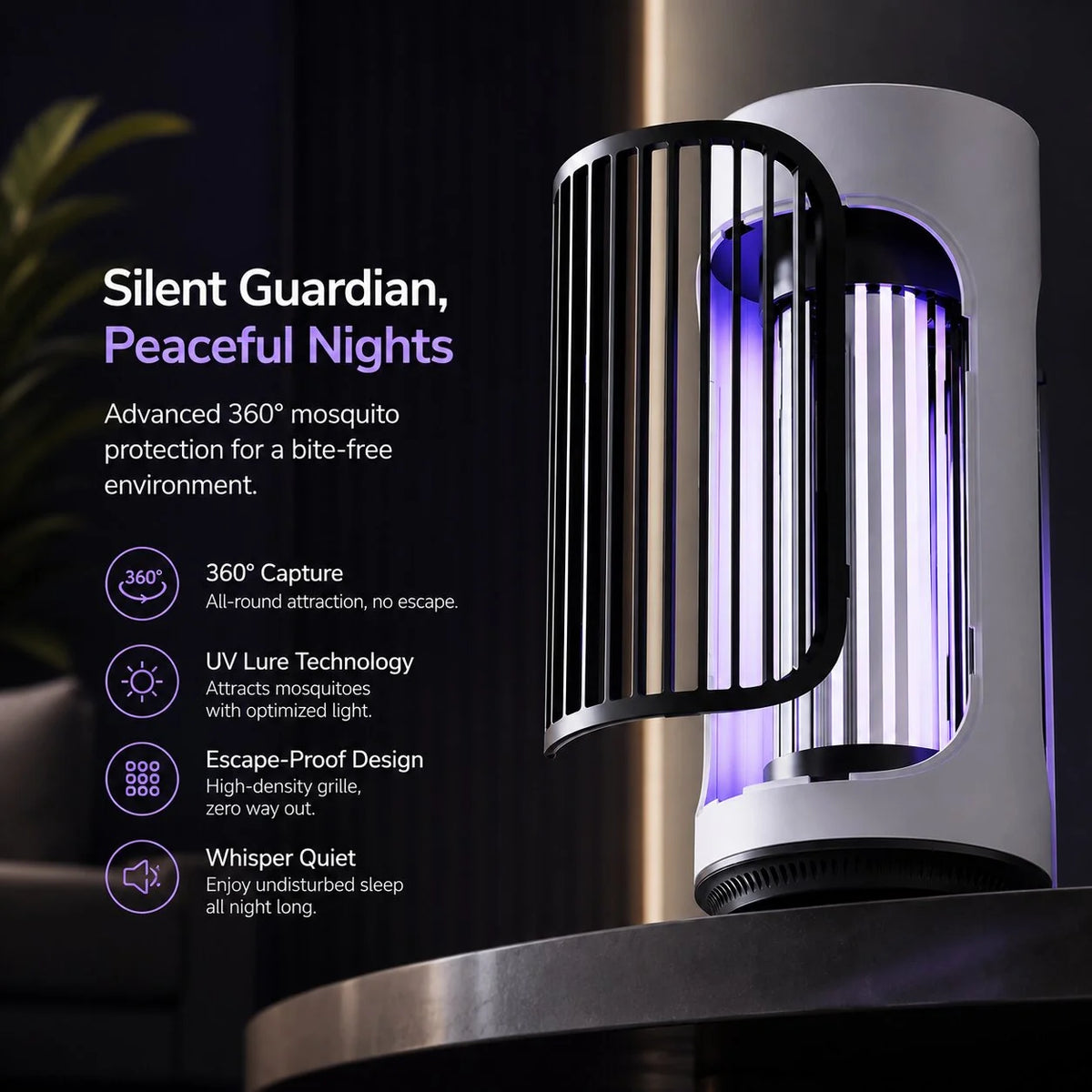 Bug Zapper Lamp 360 Degree UV Rechargeable & Plug-In