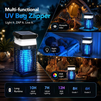 Bug Zapper Lantern Dual-Mode Solar & USB-C Rechargeable