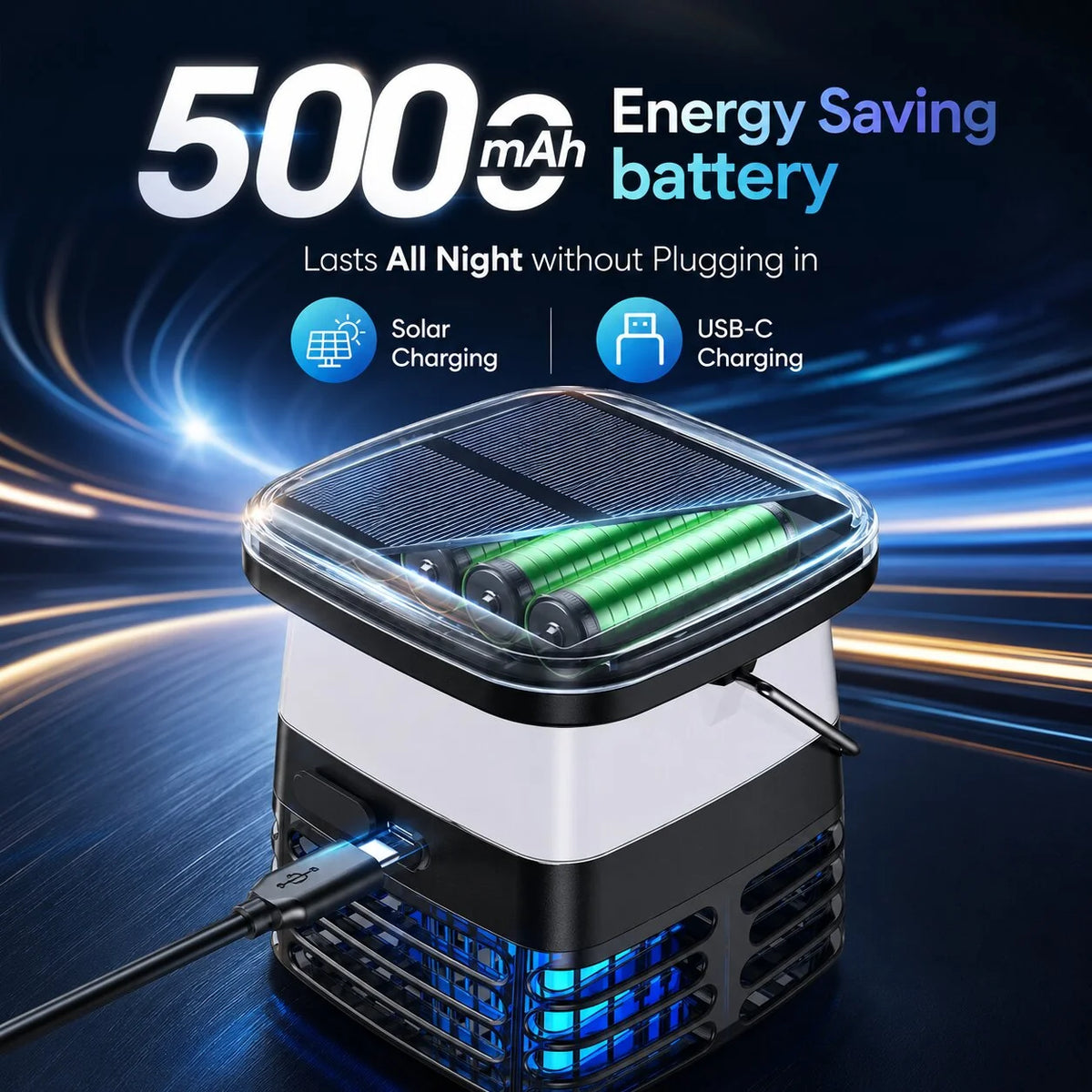 Bug Zapper Lantern Dual-Mode Solar & USB-C Rechargeable