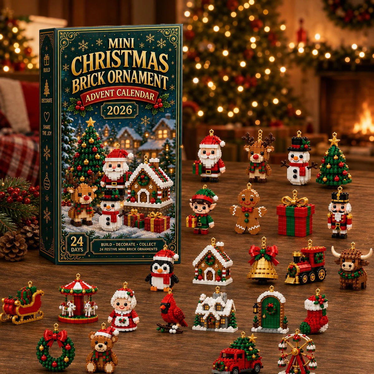 Building Block Advent Calendar 24 Mini Christmas Sets With Hanging Loops