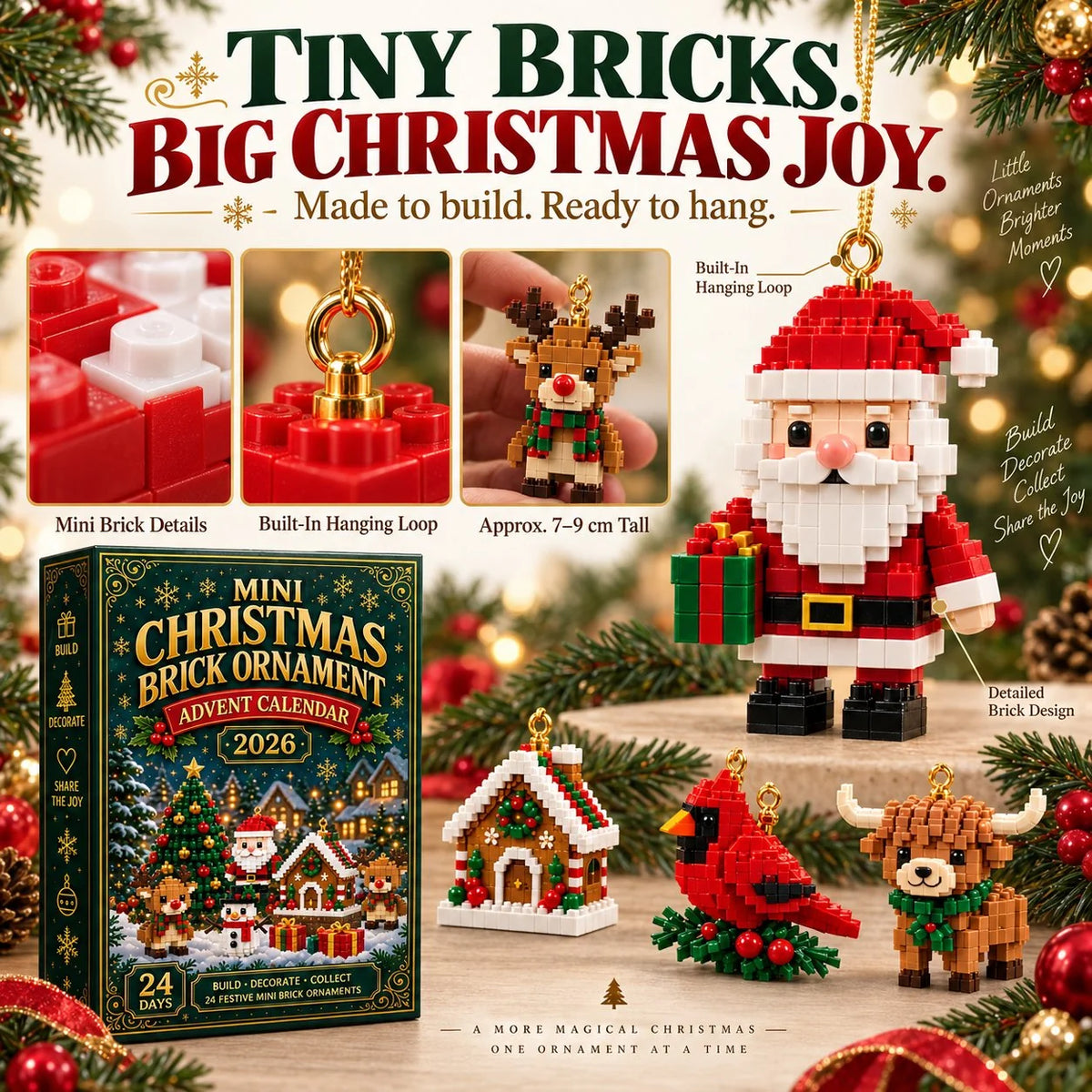 Building Block Advent Calendar 24 Mini Christmas Sets With Hanging Loops
