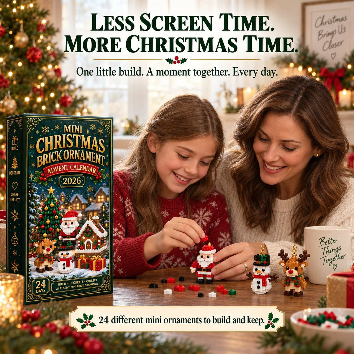 Building Block Advent Calendar 24 Mini Christmas Sets With Hanging Loops