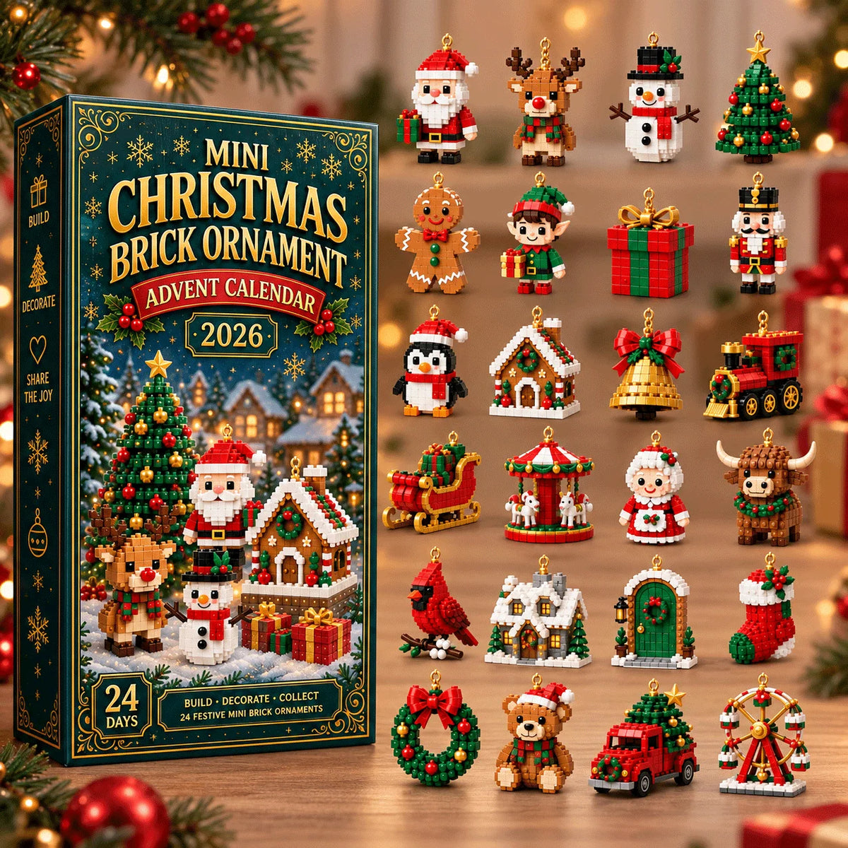 Building Block Advent Calendar 24 Mini Christmas Sets With Hanging Loops