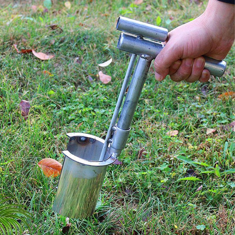 Bulb Planting Tool Ergonomic T-Handle Rust-Resistant Stainless Steel