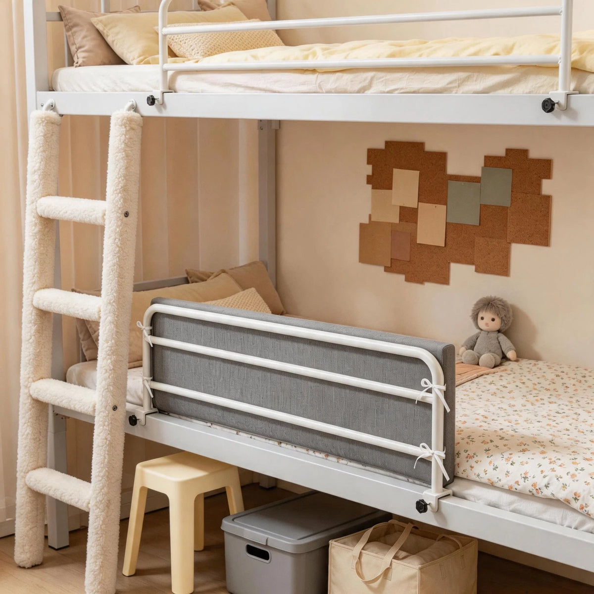 Bunk Bed Safety Rail Padded Clamp-On 47.2-Inch Guard