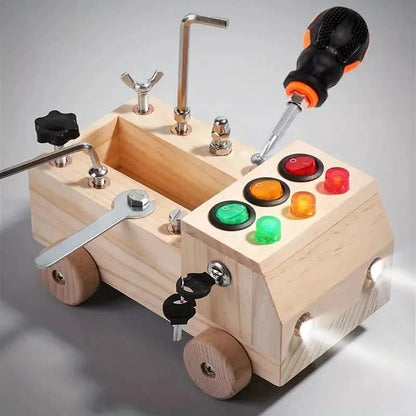 Busy Board Plywood Fine Motor Toy With 6 LEDs