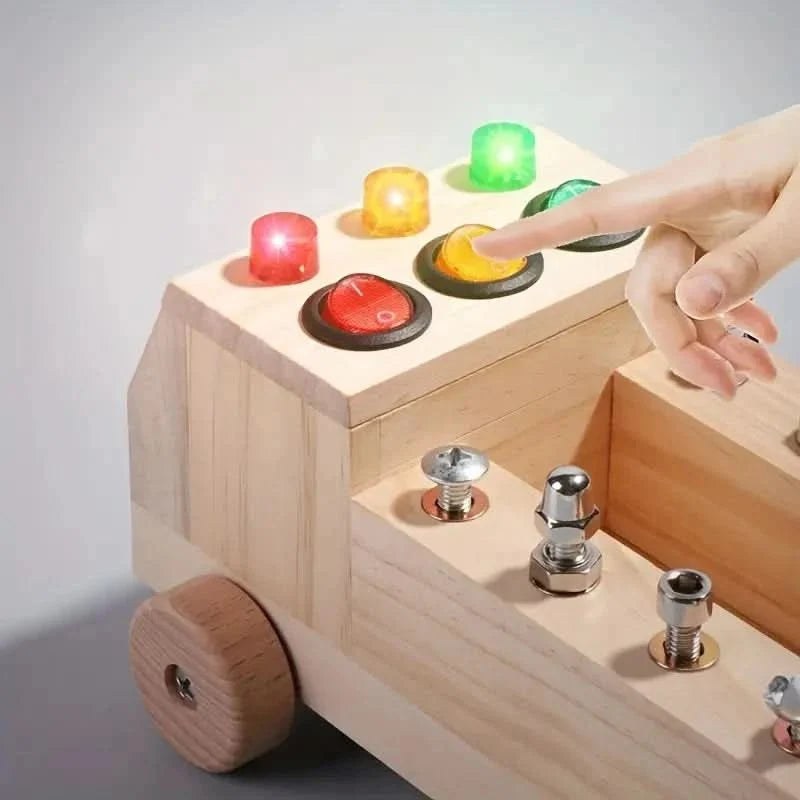 Busy Board Plywood Fine Motor Toy With 6 LEDs