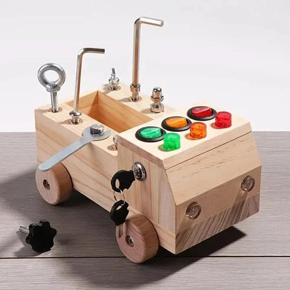 Busy Board Plywood Fine Motor Toy With 6 LEDs