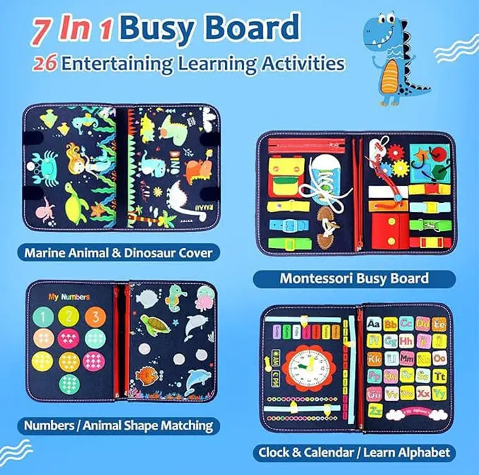 Busy Board Zippers Buttons & Buckles