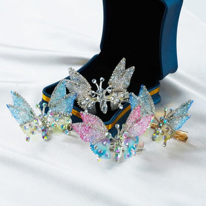 Butterfly Hair Clips Movable Wings & Rhinestone Accents