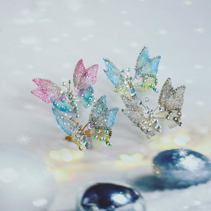 Butterfly Hair Clips Movable Wings & Rhinestone Accents
