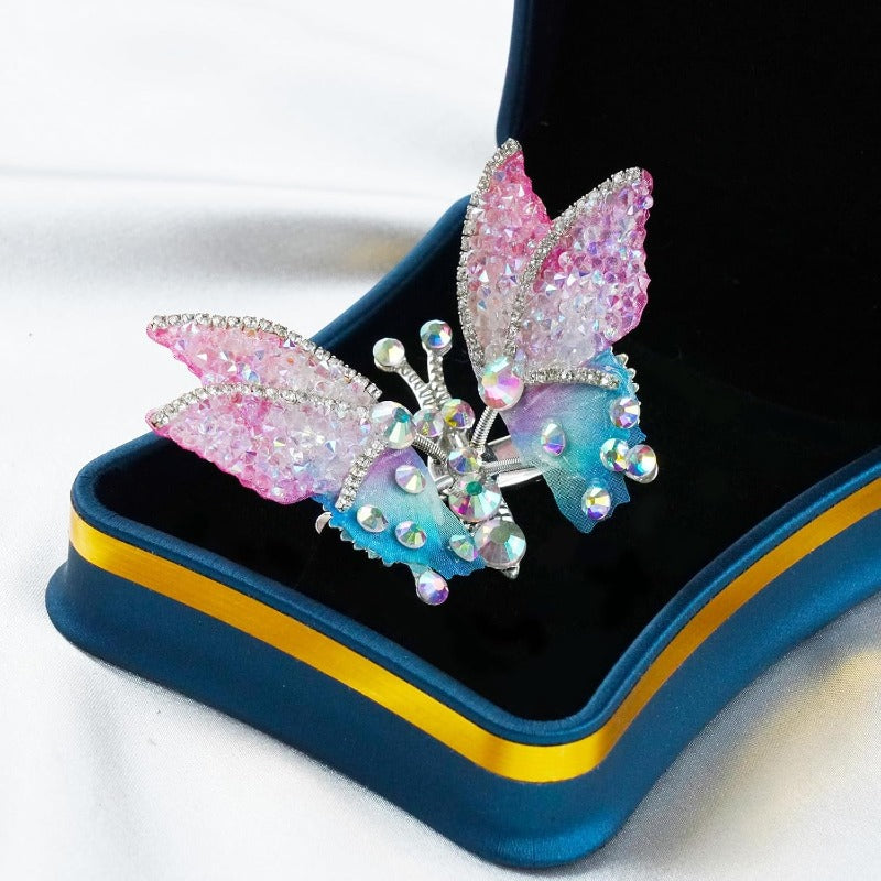 Butterfly Hair Clips Movable Wings & Rhinestone Accents