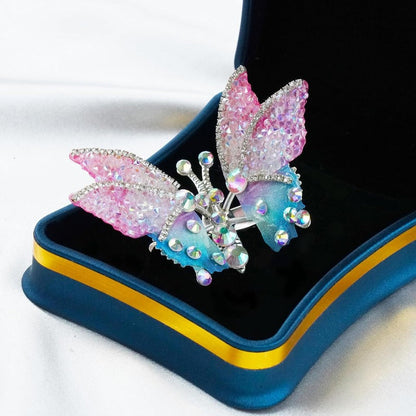Butterfly Hair Clips Movable Wings & Rhinestone Accents