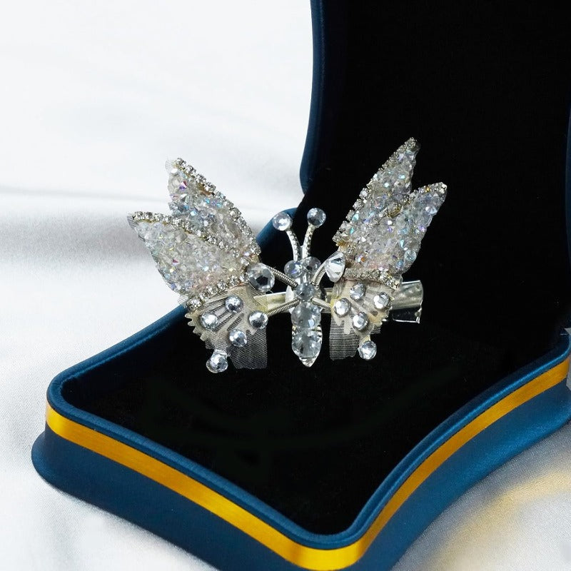 Butterfly Hair Clips Movable Wings & Rhinestone Accents