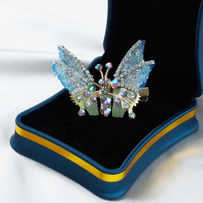 Butterfly Hair Clips Movable Wings & Rhinestone Accents