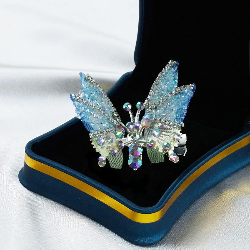 Butterfly Hair Clips Movable Wings & Rhinestone Accents