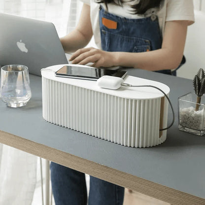Cable Management Box Plastic Power Strip Organizer Dust-Reducing