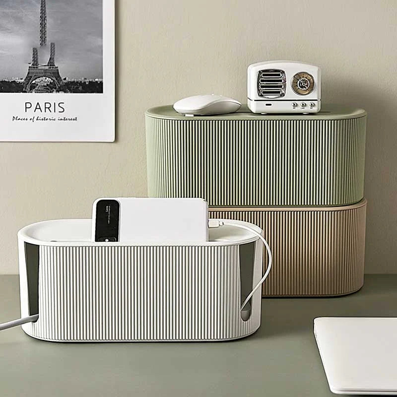 Cable Management Box Ventilated Lid & Dual-Side Openings