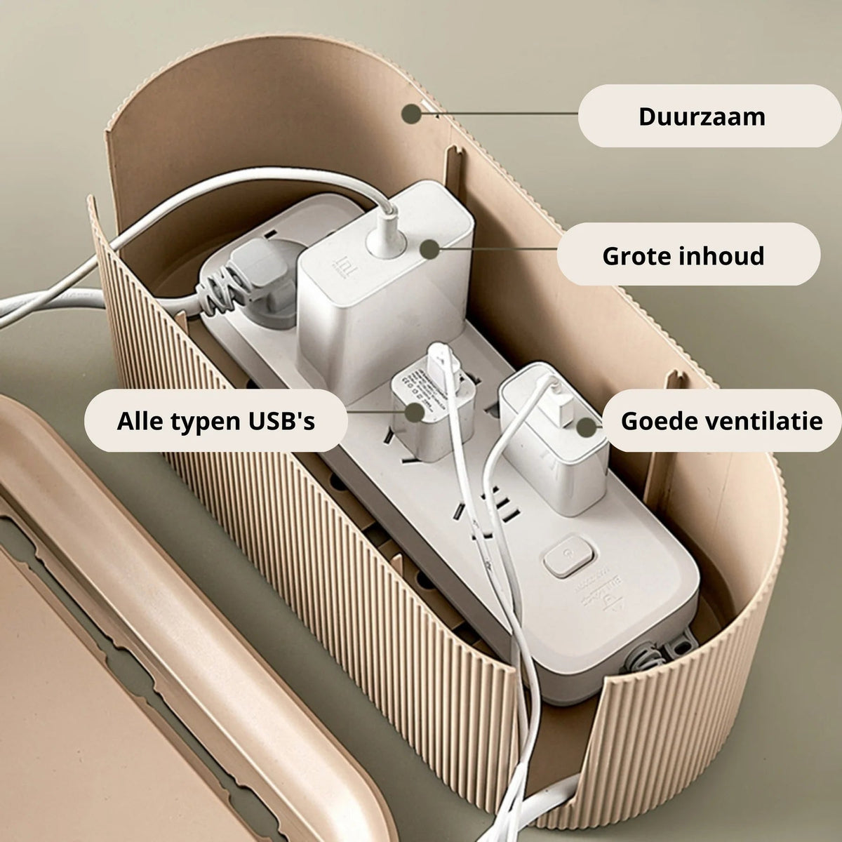 Cable Management Box Ventilated Lid & Dual-Side Openings