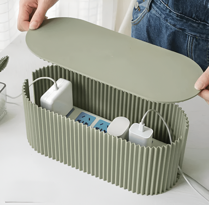 Cable Organizer Box Detachable Lid & Phone Shelf