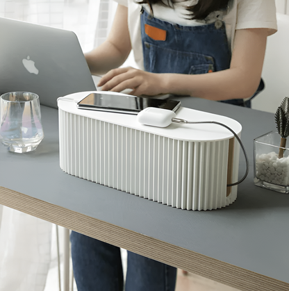 Cable Organizer Box Detachable Lid & Phone Shelf