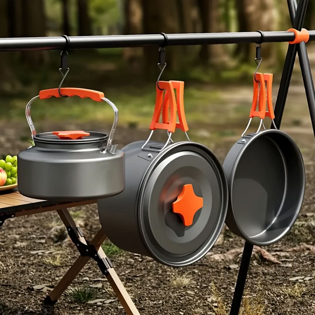 Camping Cookware Set Lightweight Stackable Aluminum Alloy