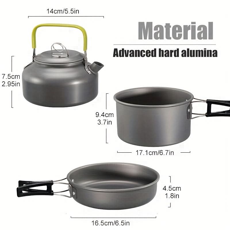 Camping Cookware Set Lightweight Stackable Aluminum Alloy
