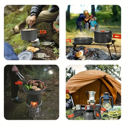 Camping Cookware Set Lightweight Stackable Aluminum Alloy