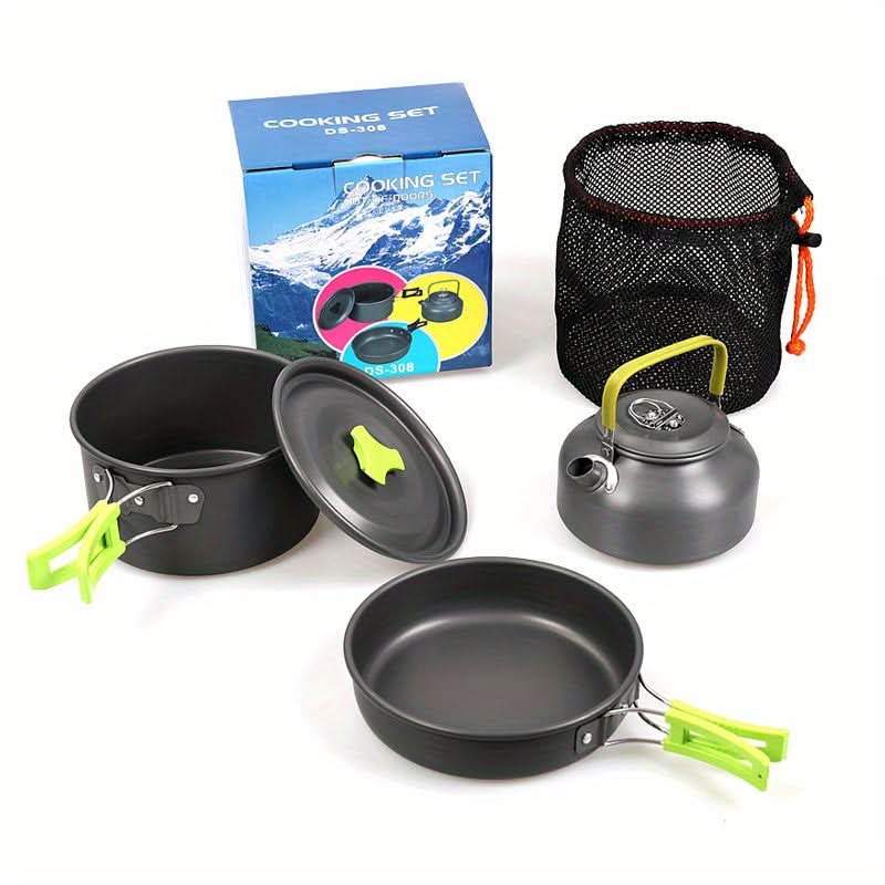 Camping Cookware Set Lightweight Stackable Aluminum Alloy