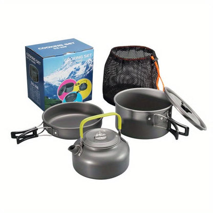 Camping Cookware Set Lightweight Stackable Aluminum Alloy