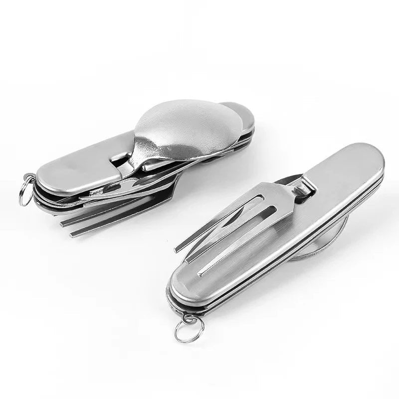 Camping Cutlery 4-in-1 Stainless Steel Pocket-Sized