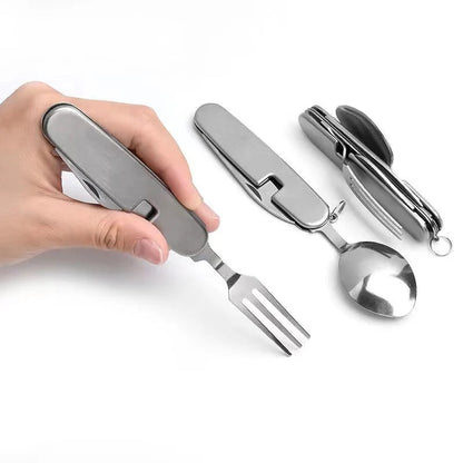 Camping Cutlery 4-in-1 Stainless Steel Pocket-Sized