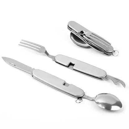 Camping Cutlery 4-in-1 Stainless Steel Pocket-Sized