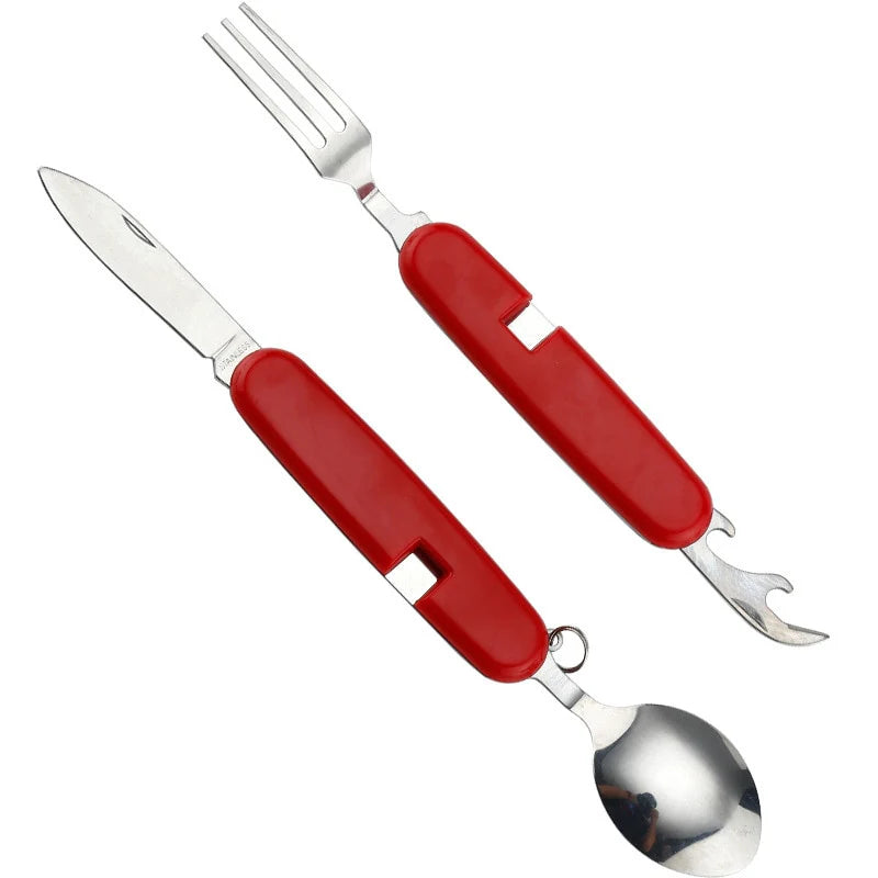 Camping Cutlery 4-in-1 Stainless Steel Pocket-Sized
