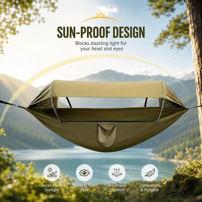 Camping Hammock Lightweight Nylon Mosquito Net & Sun Canopy