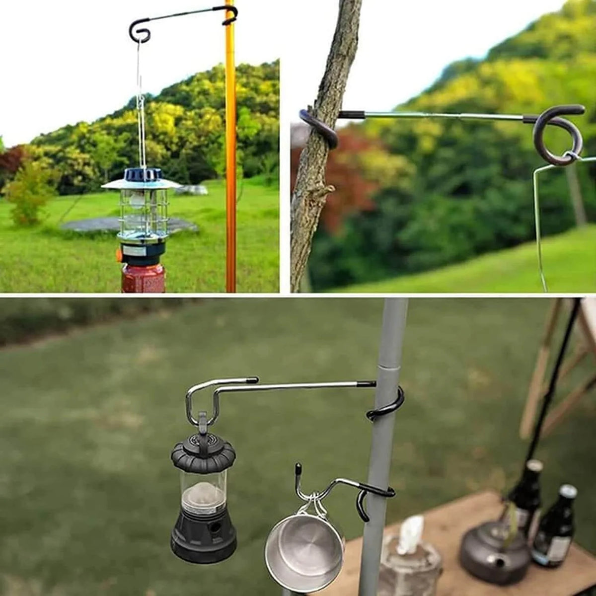 Camping Hook Stainless Steel Non-Slip Rubber Ends