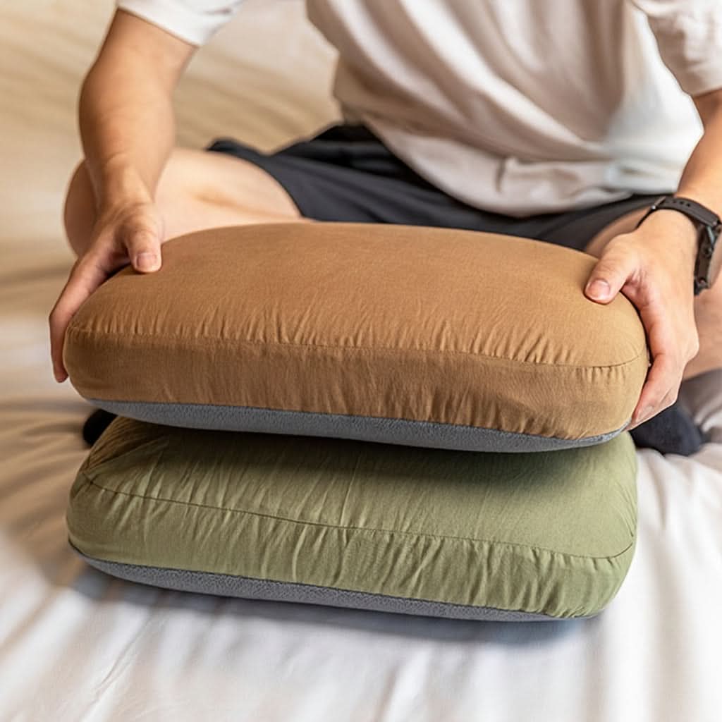 Camping Pillow Memory Foam Neck Support Compact Lightweight Design