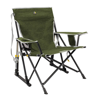 Camping Rocking Chair Folding Steel Frame With Beverage Holder