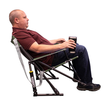 Camping Rocking Chair Folding Steel Frame With Beverage Holder