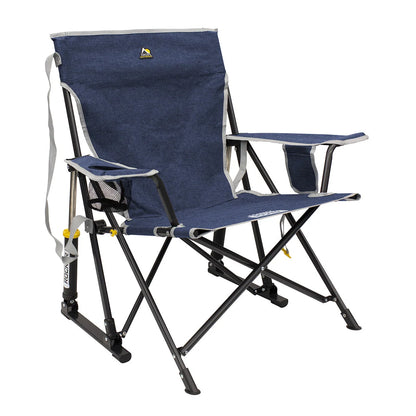 Camping Rocking Chair Folding Steel Frame With Beverage Holder