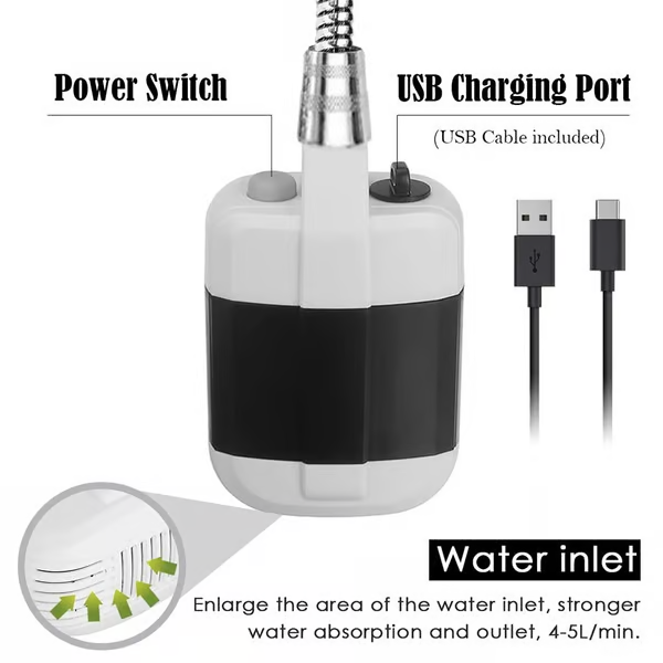 Camping Shower USB Rechargeable High-Pressure