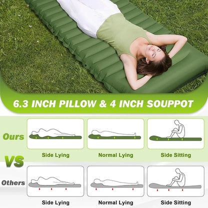 Camping Sleeping Pad Self-Inflating 4-Inch Thick Connectable